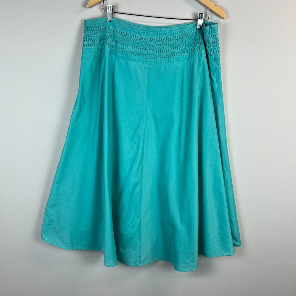 Lauren Ralph Lauren Midi Skirt Womens 16 Green‎ A-Line Pintuck Pleat Waist Lined